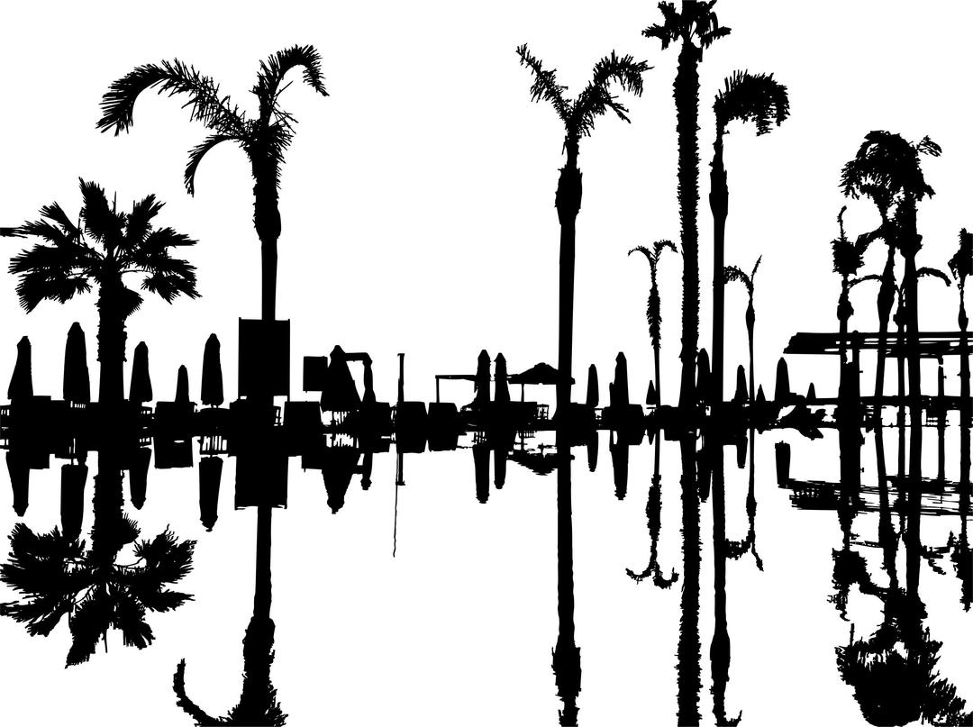 Palm Trees Reflection Silhouette png transparent