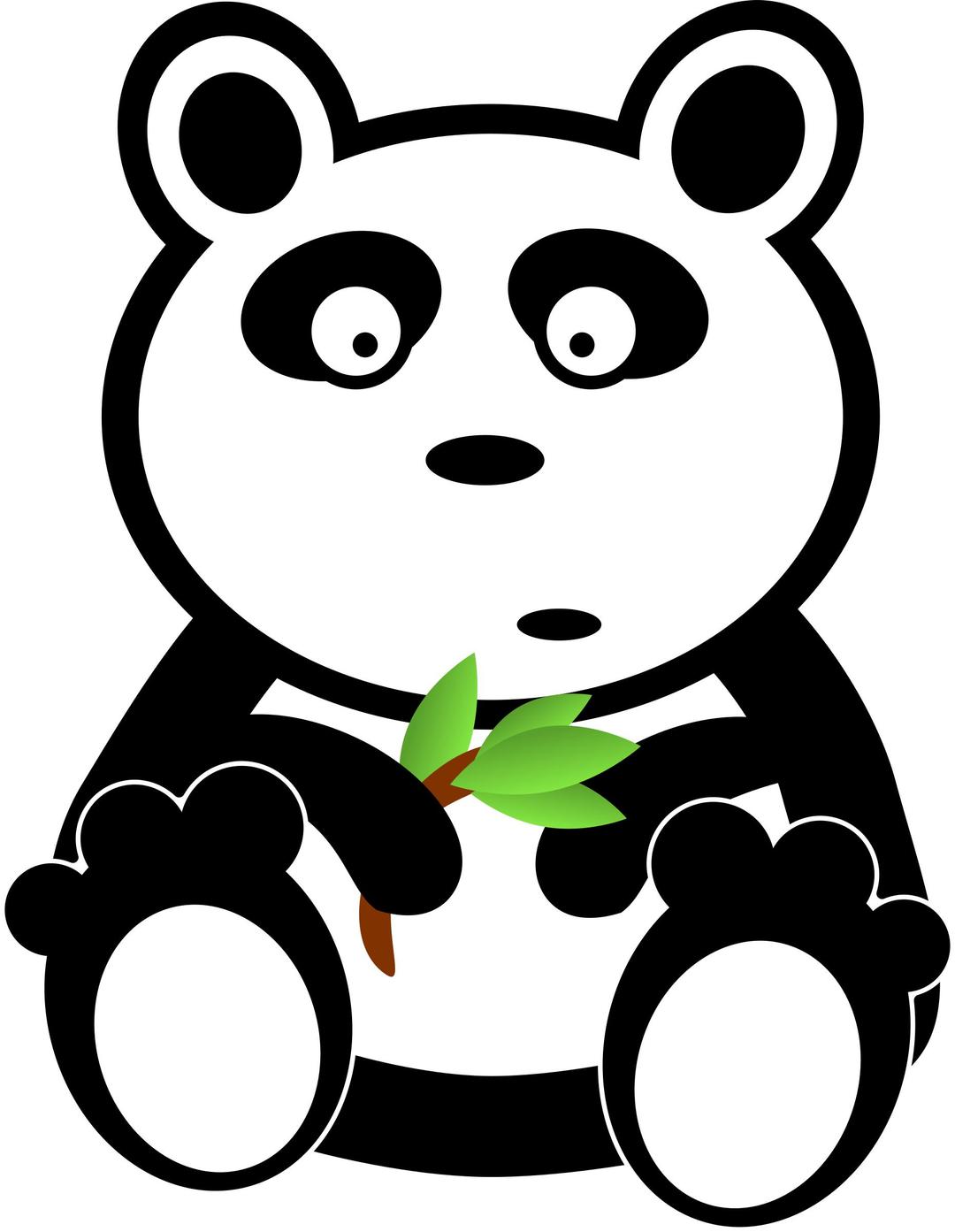 Panda with bamboo leaves png transparent