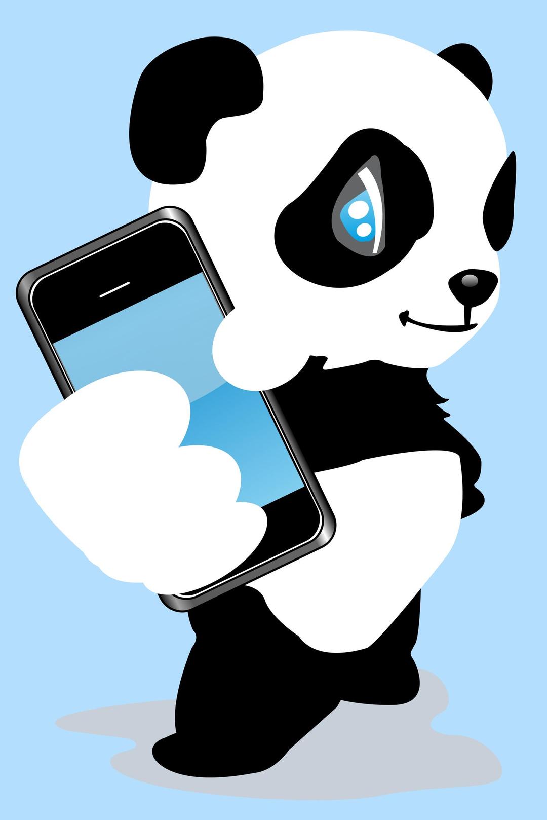 Panda with mobile phone png transparent