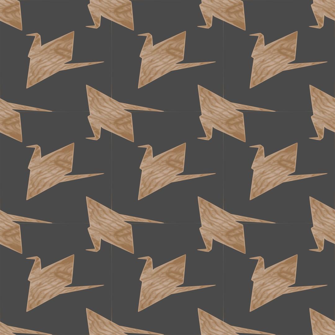 Paper crane-wooden texture-seamless pattern png transparent