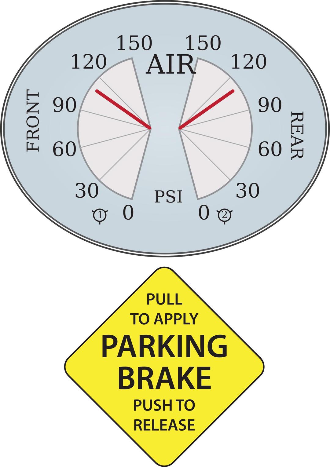 Parking Brake and Air Pressure Gauges png transparent