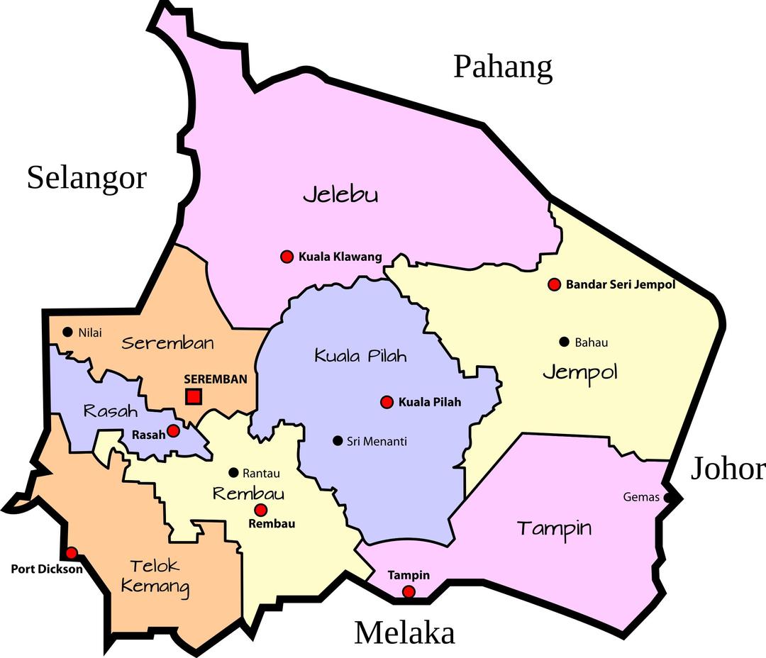 Parliamentary map of Negeri Sembilan, Malaysia png transparent