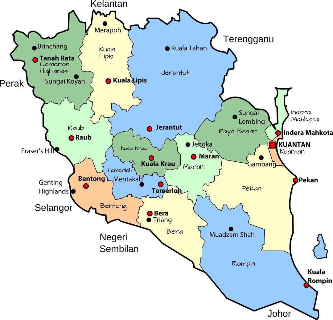 Parliamentary map of Pahang, Malaysia png transparent