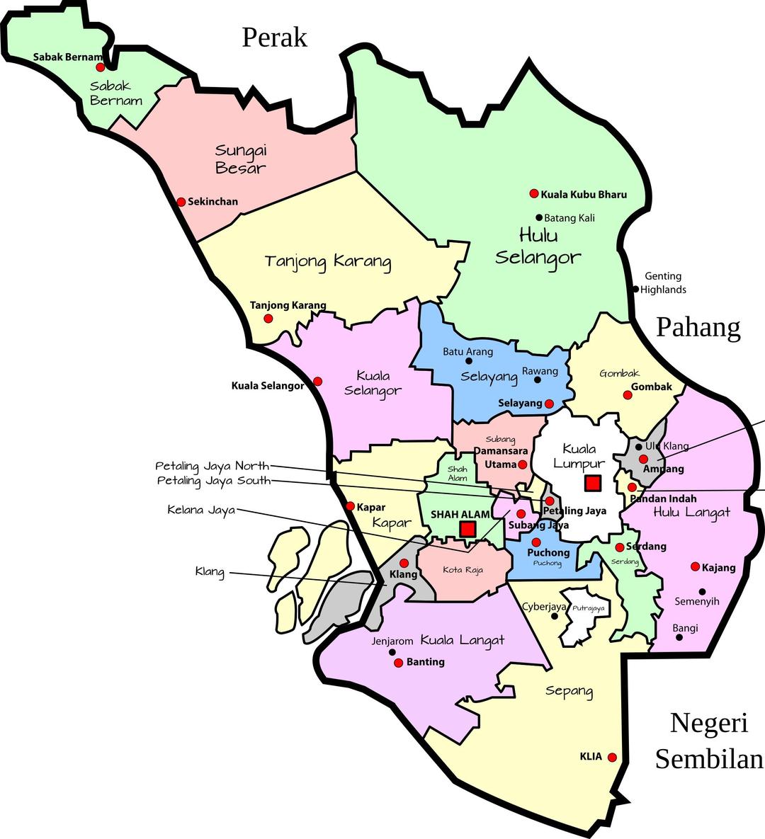 Parliamentary map of Selangor, Malaysia png transparent
