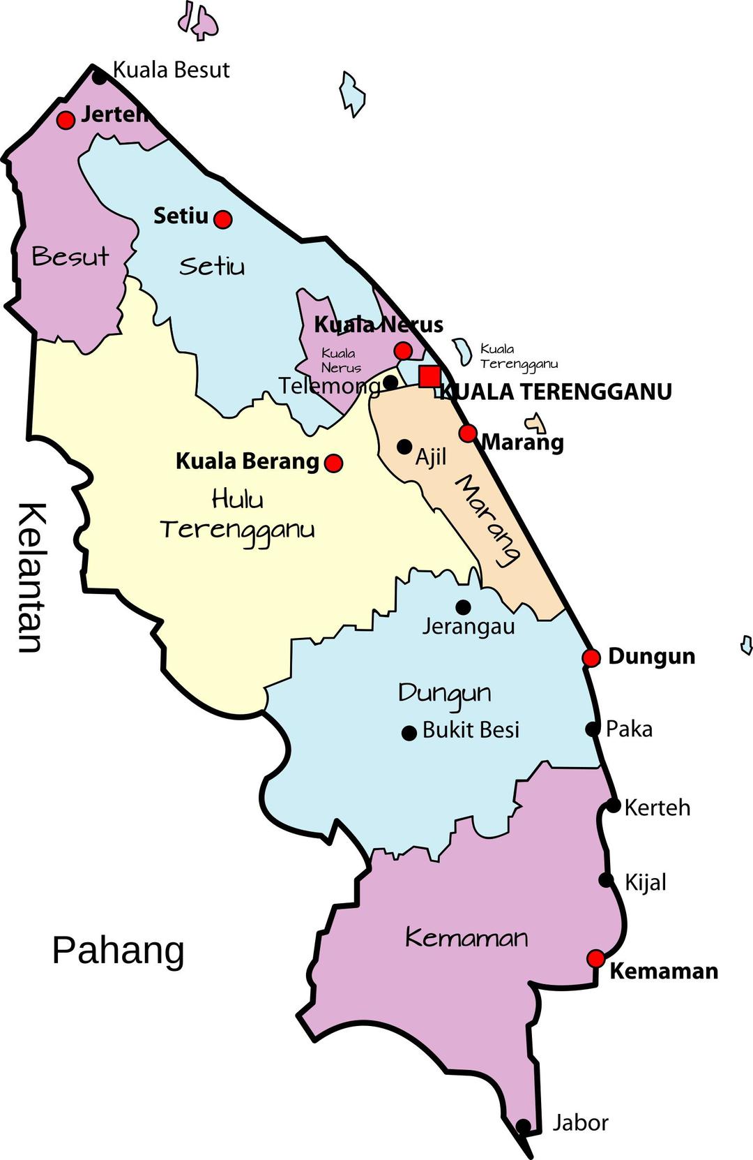 Parliamentary map of Terengganu, Malaysia png transparent