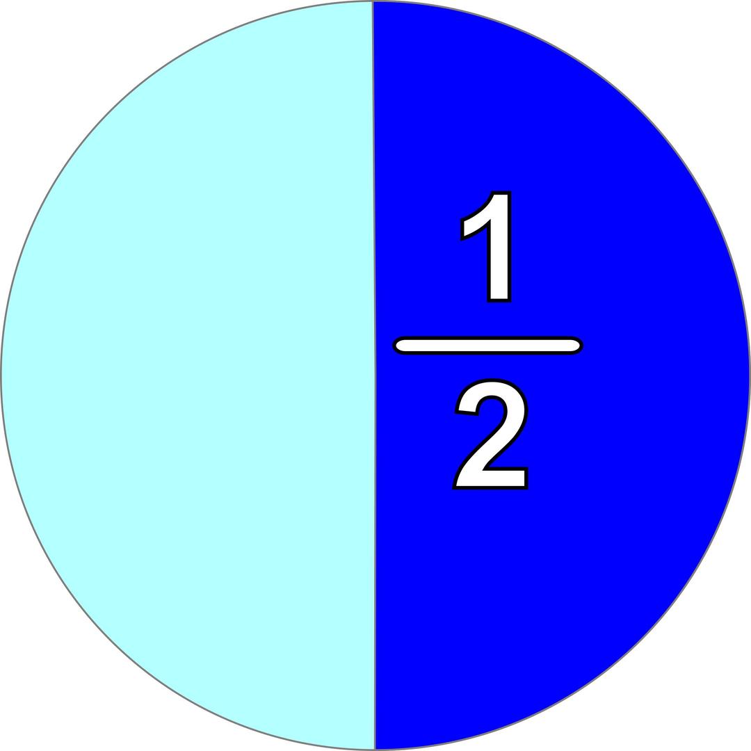 part and fraction 1/2 png transparent