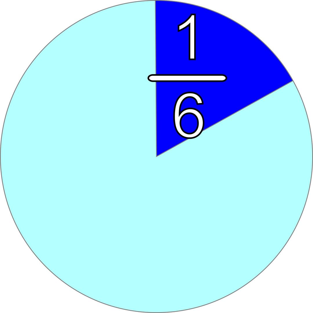 part and fraction 1/6 png transparent