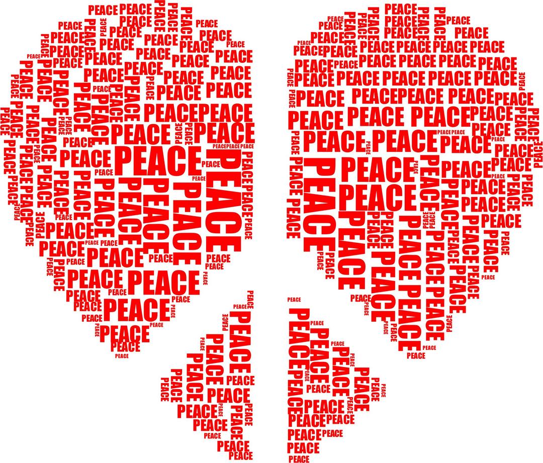 Peace Heart Mark III Word Cloud Red png transparent