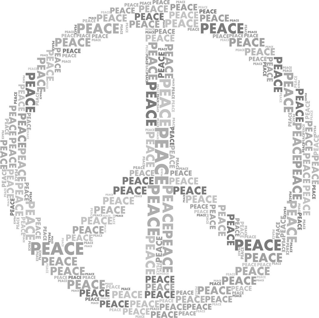 Peace Sign Word Cloud Grayscale png transparent