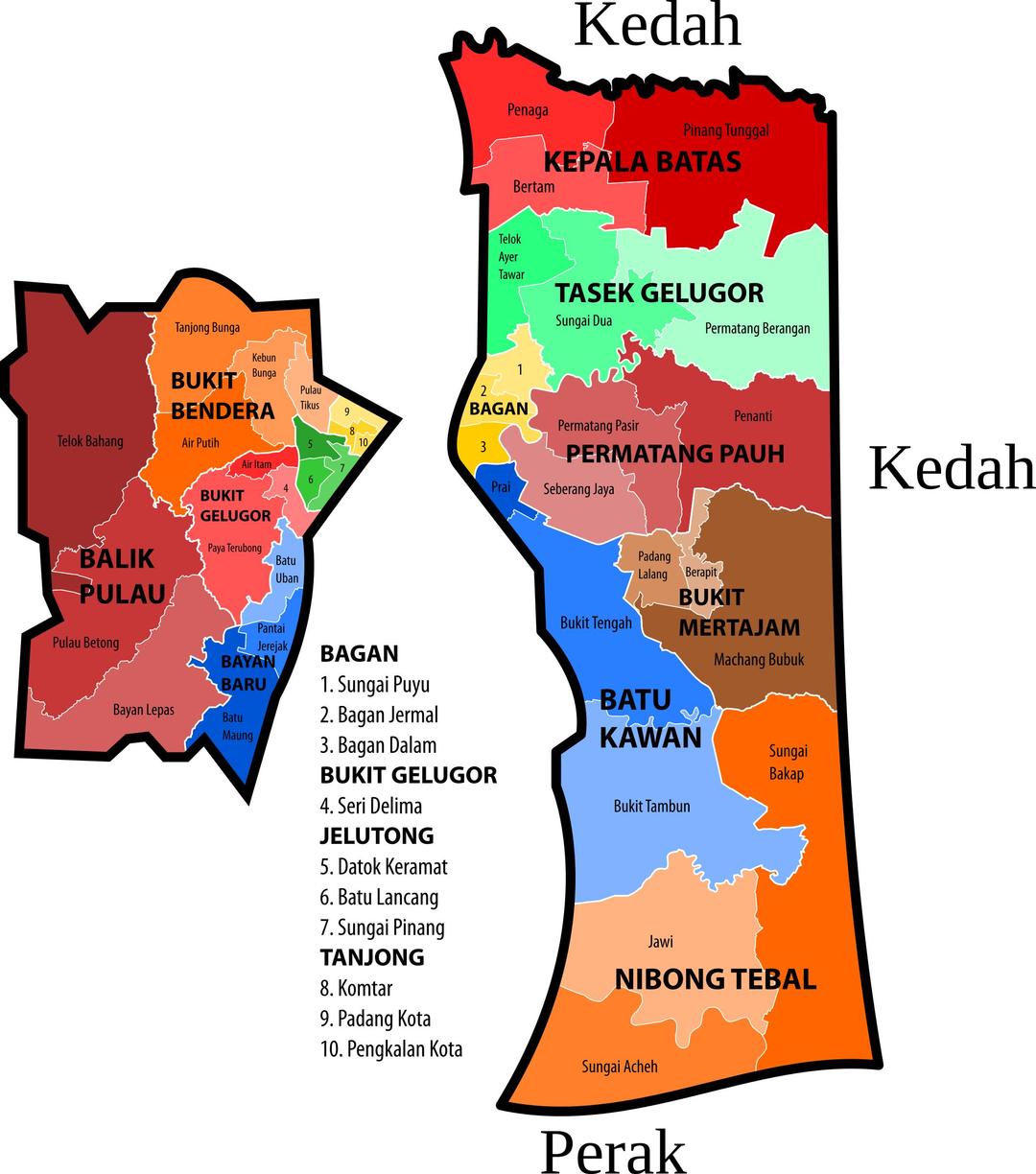 Penang new electoral map png transparent