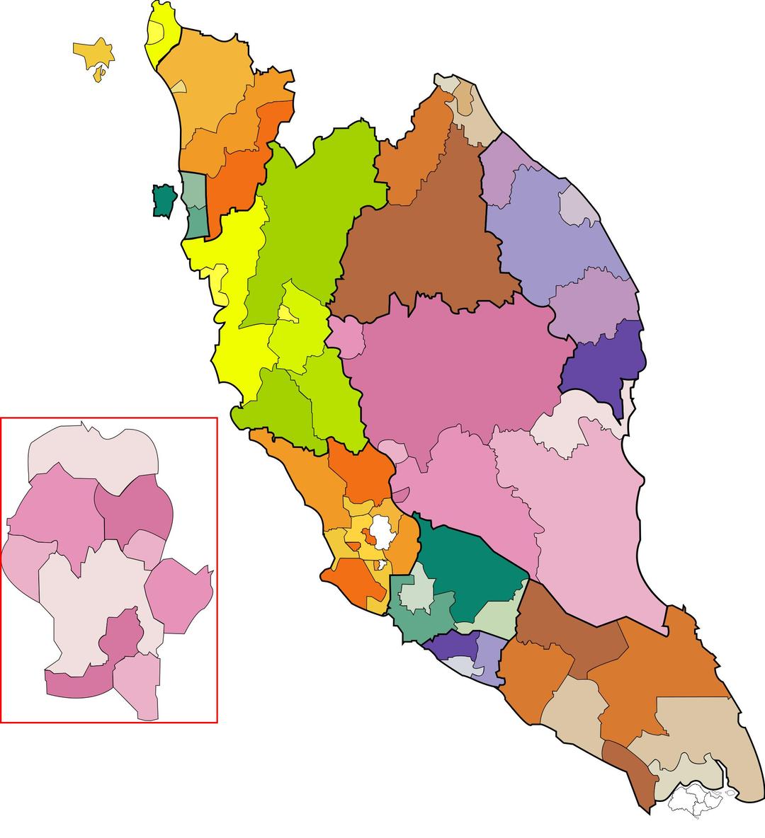 Peninsular Malaysia map, coloured png transparent