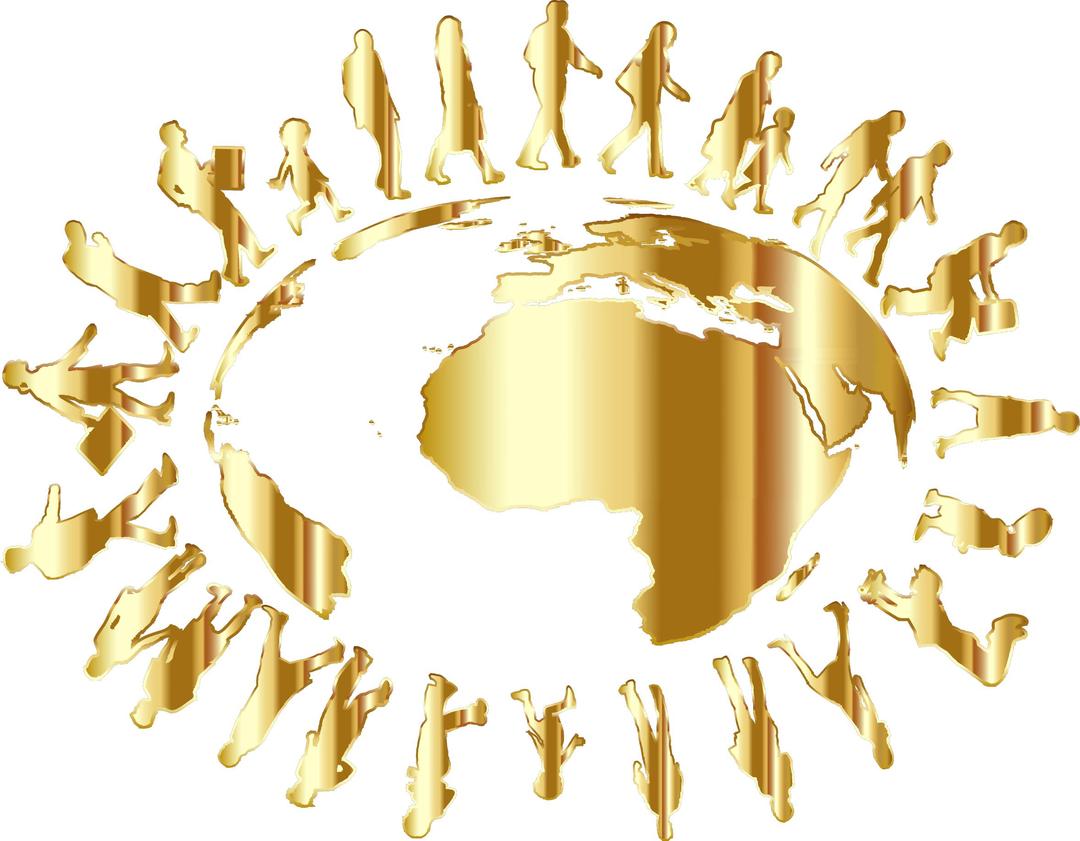 People Circling Around The Earth Gold png transparent