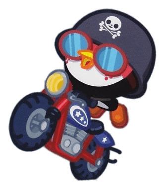 Peppy the Stunt Penguin on A Motorbike png transparent
