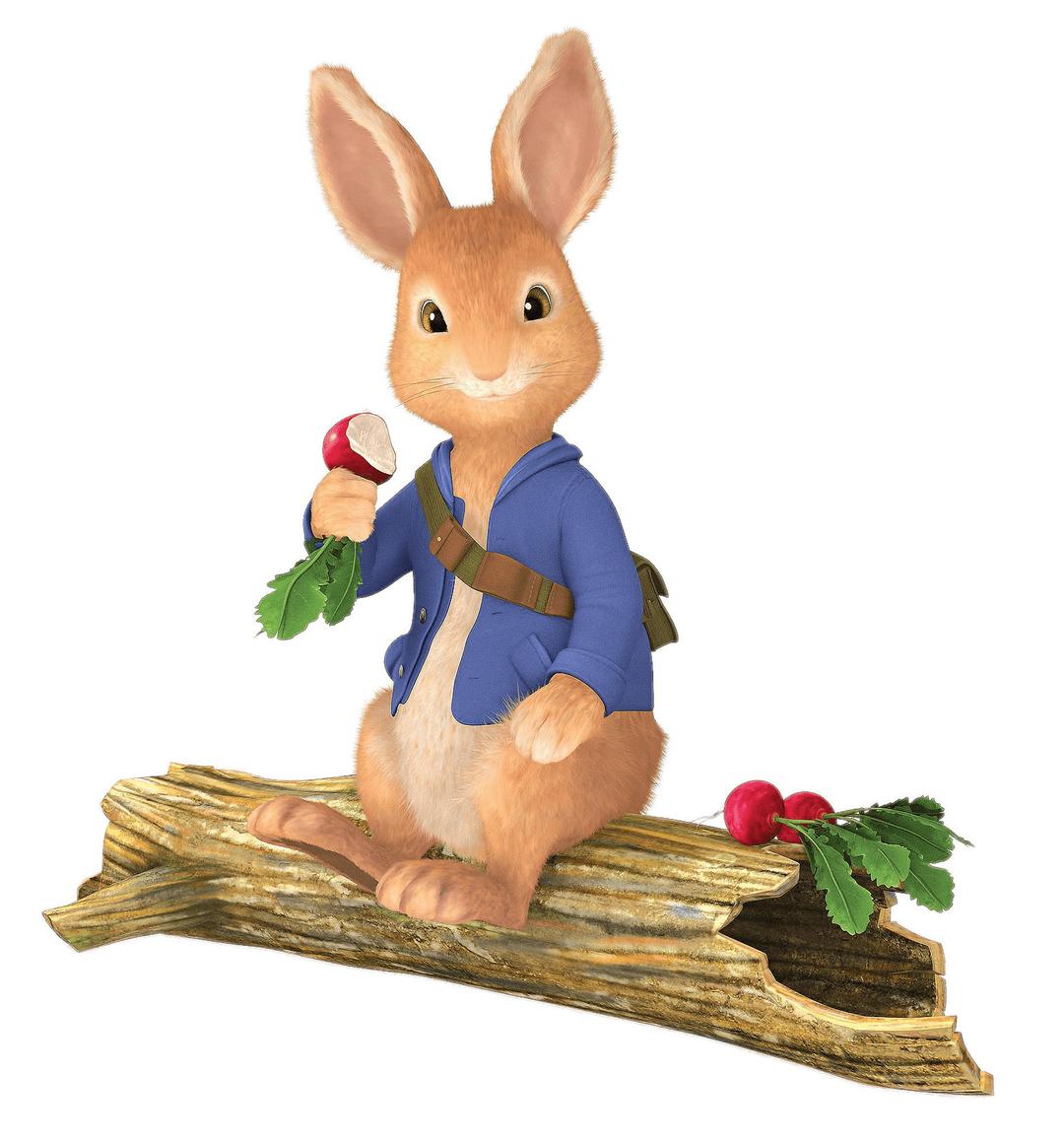 Peter Rabbit Sitting on Tree Trunk png transparent