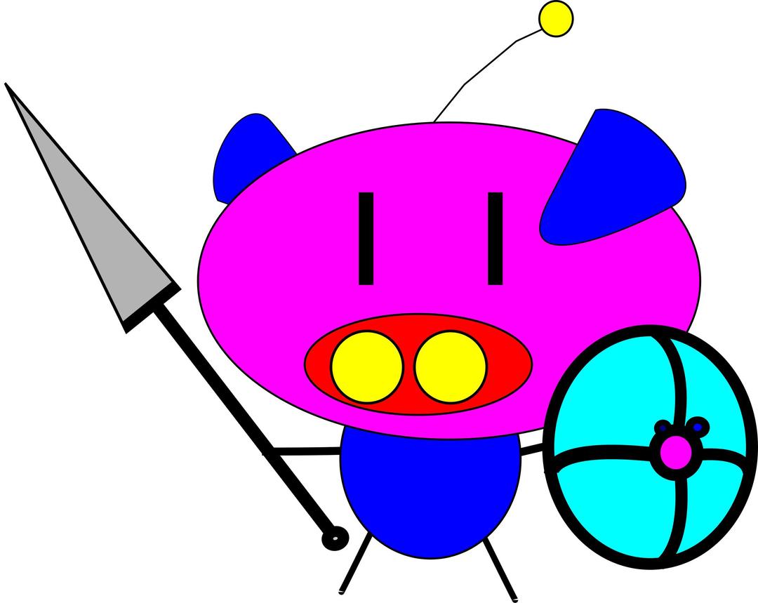 pig pig with spear and shield png transparent