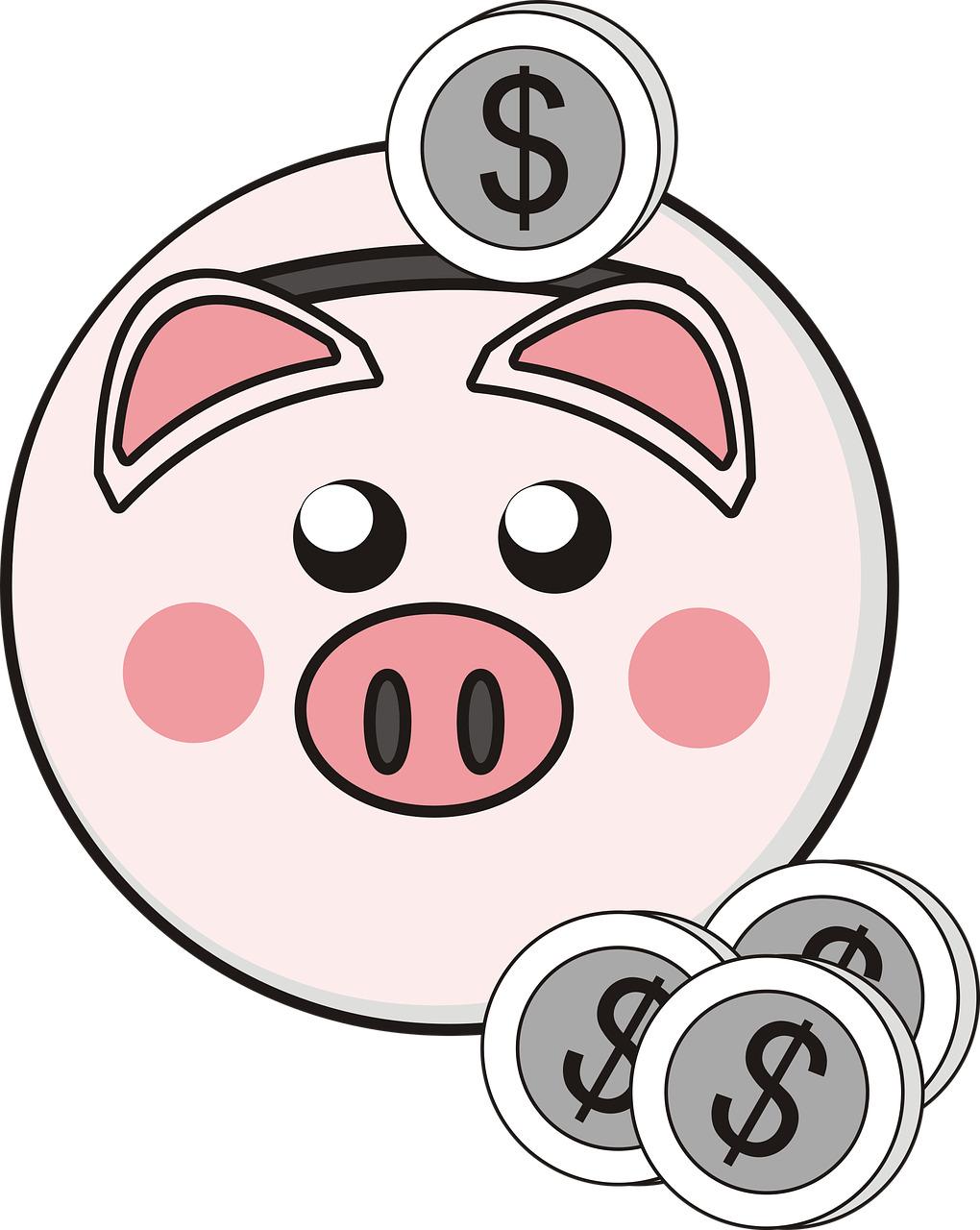 Piggy Bank With Dollar Coin Clipart png transparent