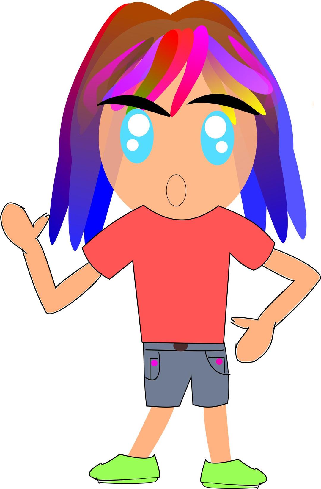 Pink and Blue Haired Kid png transparent