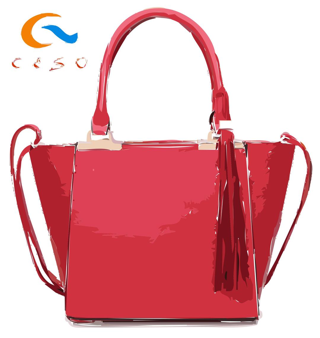 Pink Bag with Tassles and Logo png transparent