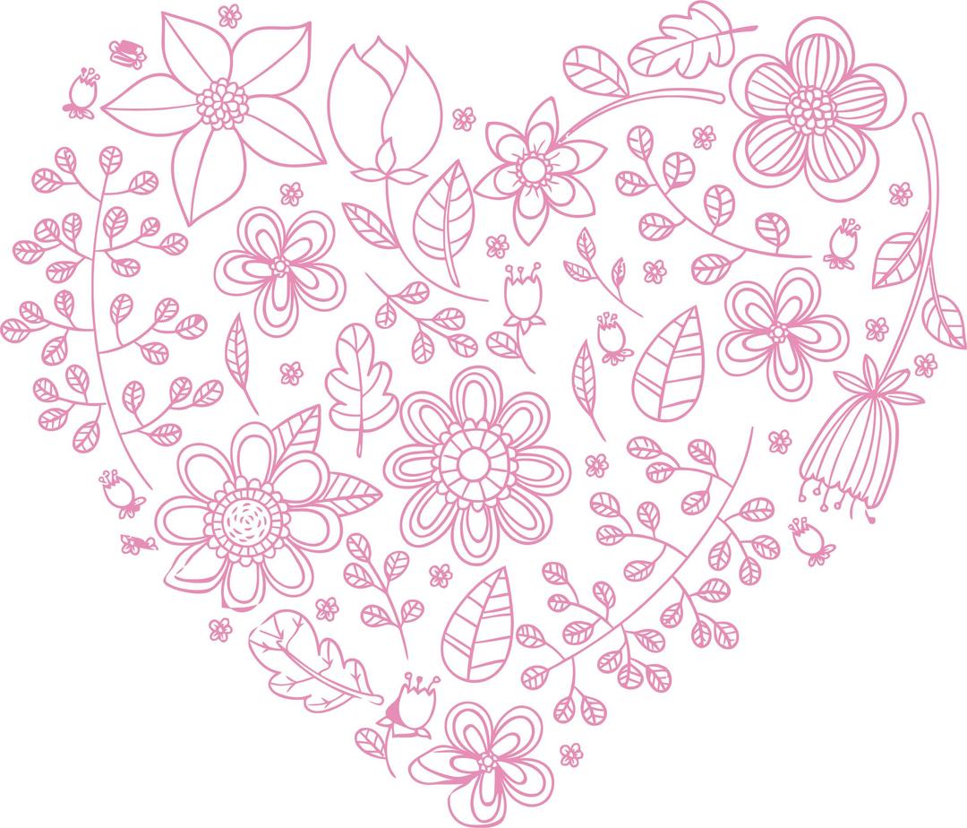 Pink Floral Heart png transparent