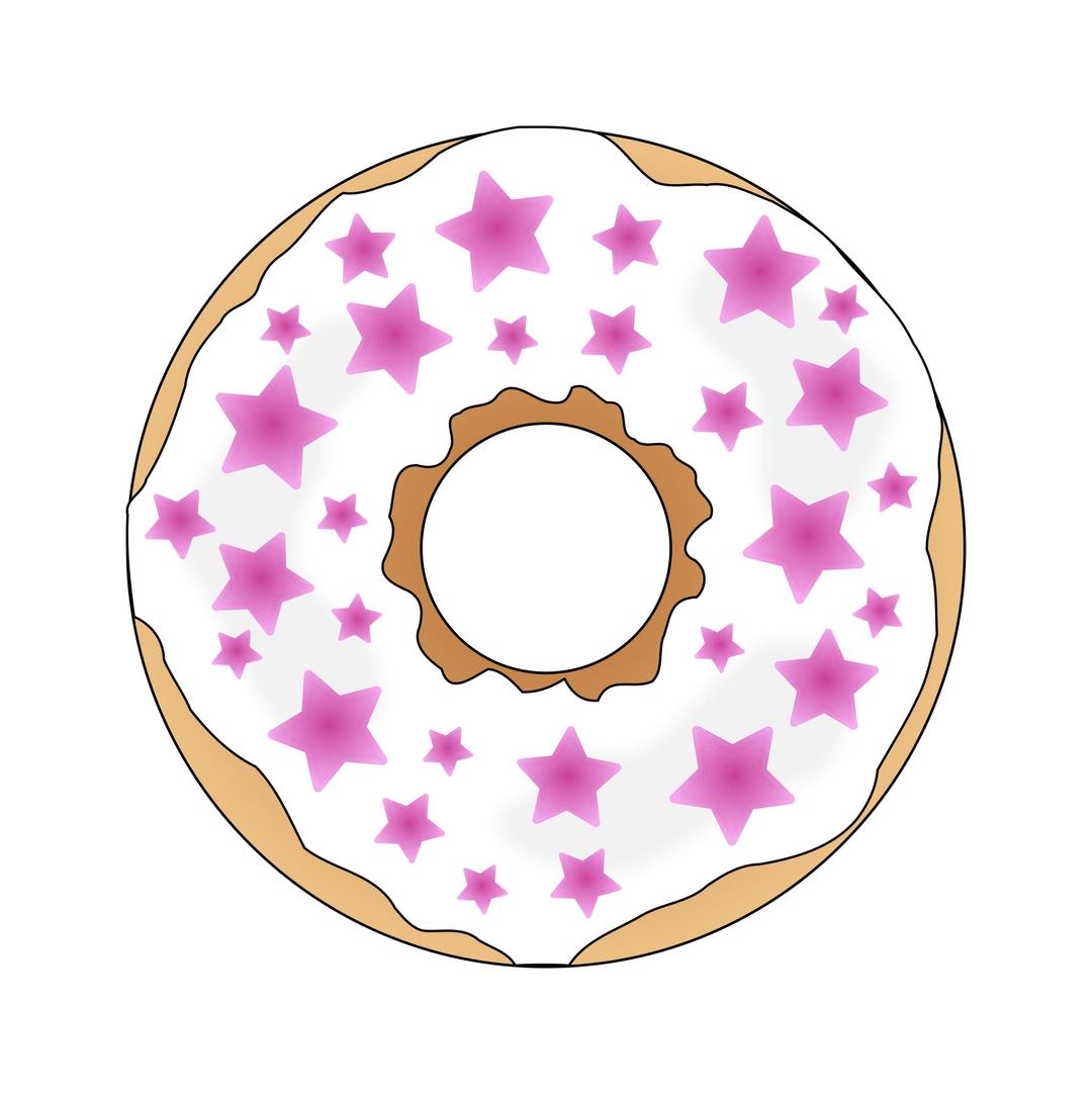 Pink Stars Donut png transparent