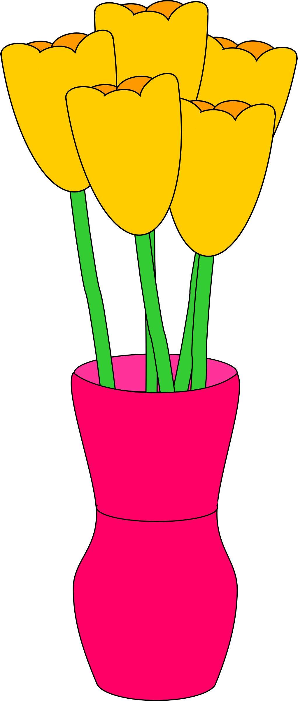 Pink vase of tulips png transparent