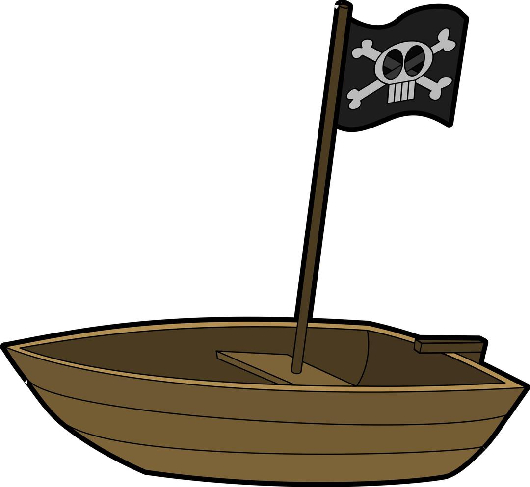 Pirate Boat with Pirate Flag png transparent