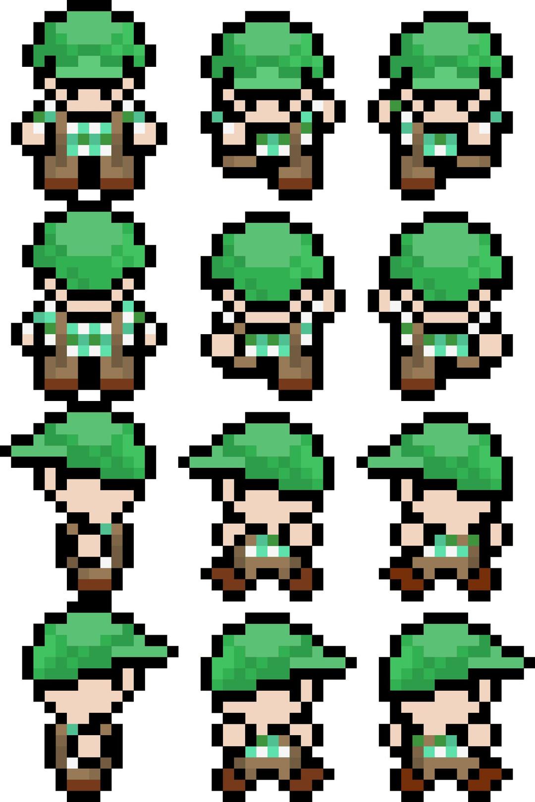 Pixel Green Cap Character 16x18 png transparent