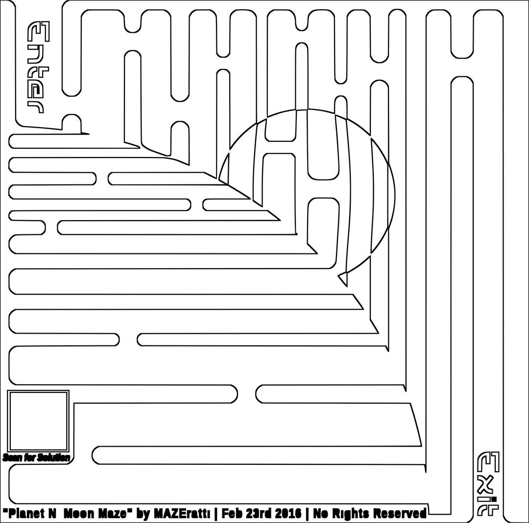 Planet and Moon Maze Coloring Page png transparent