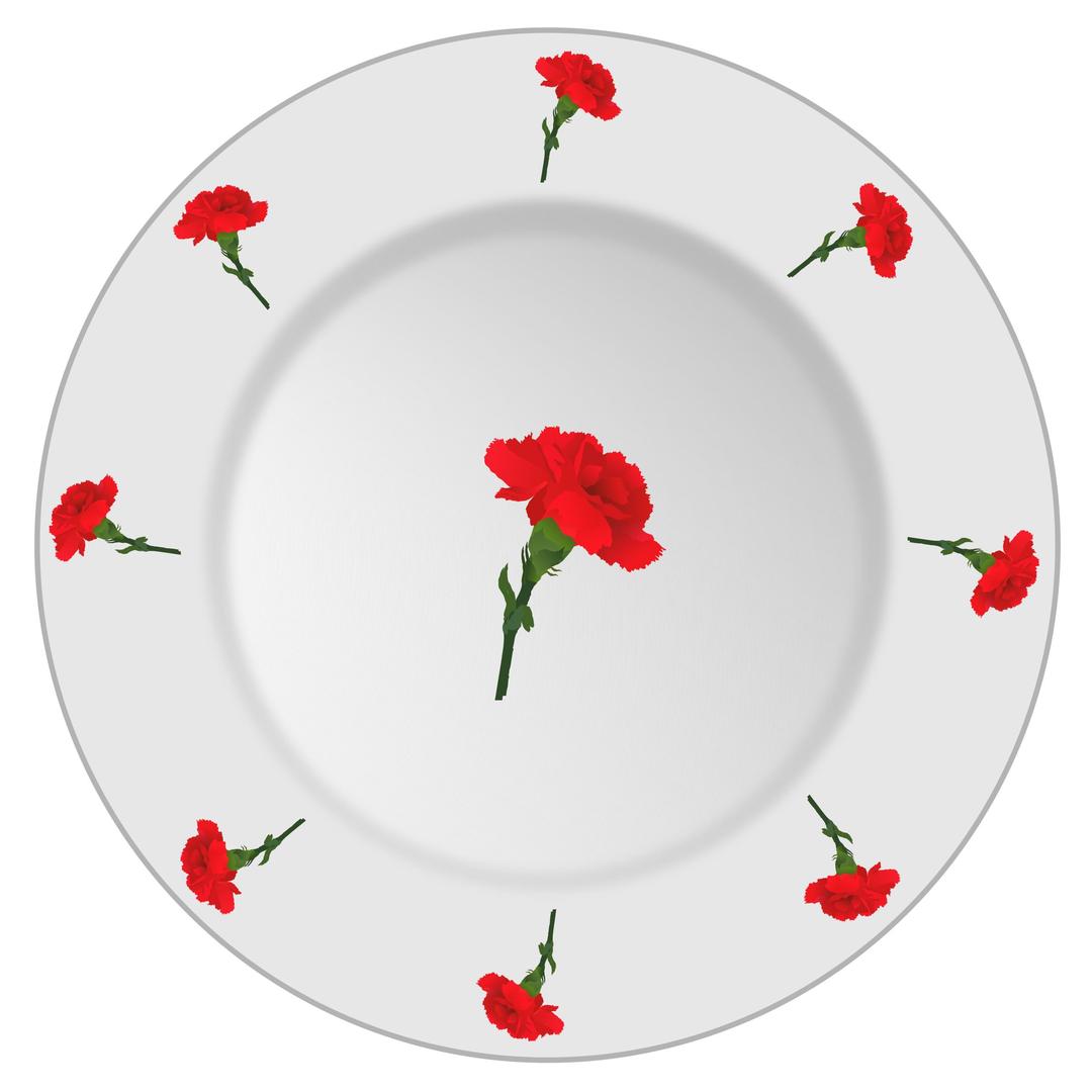 Plate with carnation pattern png transparent