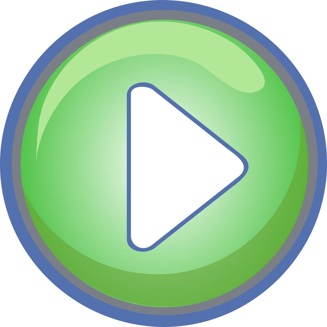 Play Button Green with Blue Border png transparent