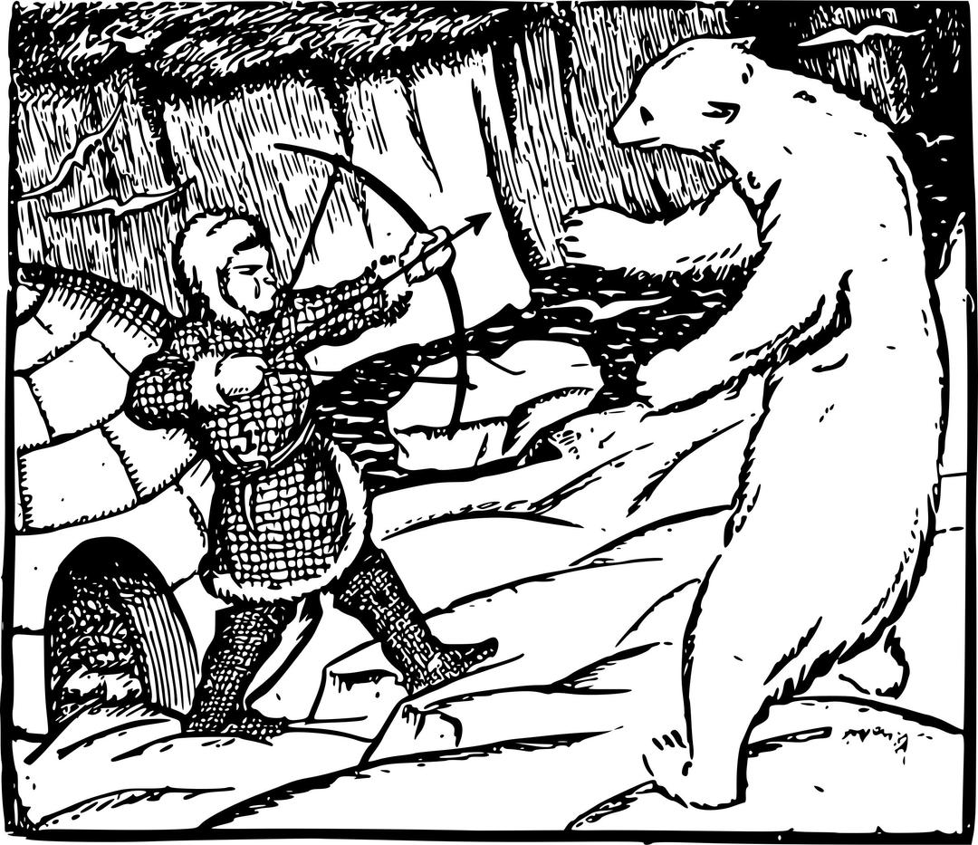 Polar Bear and Inuit Man png transparent