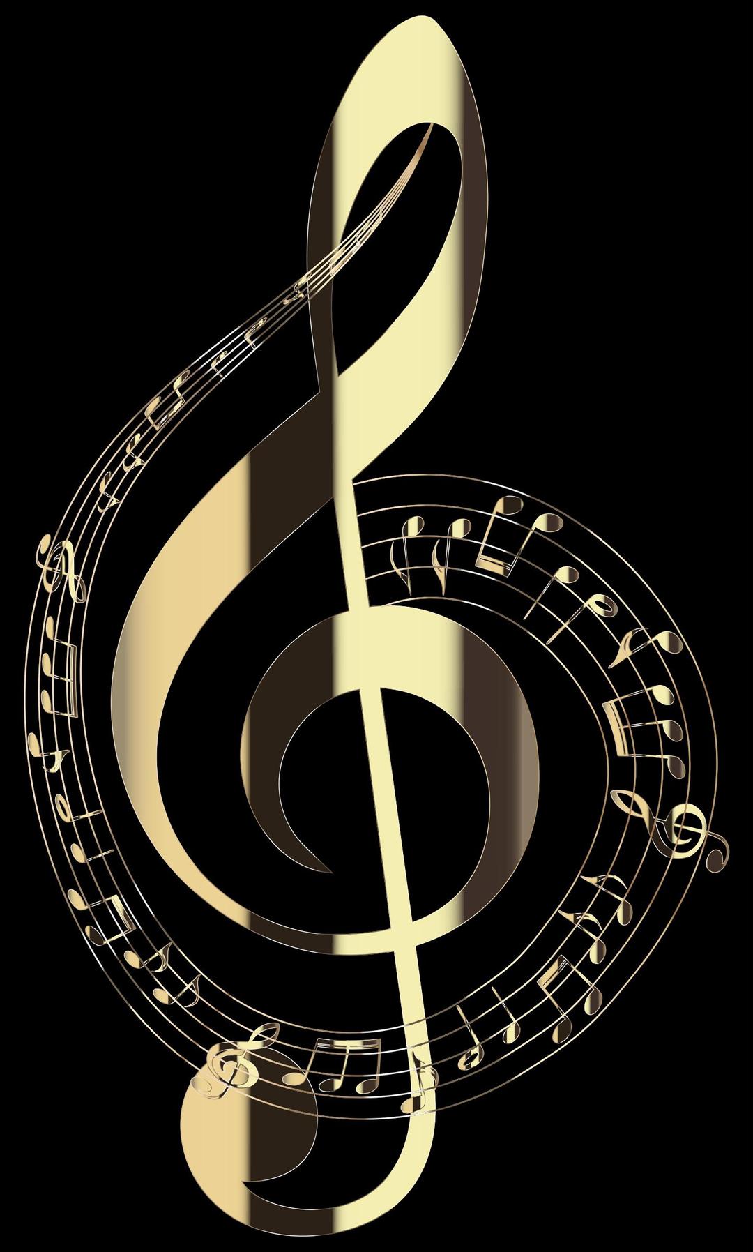 Polished Brass Musical Notes Typography png transparent