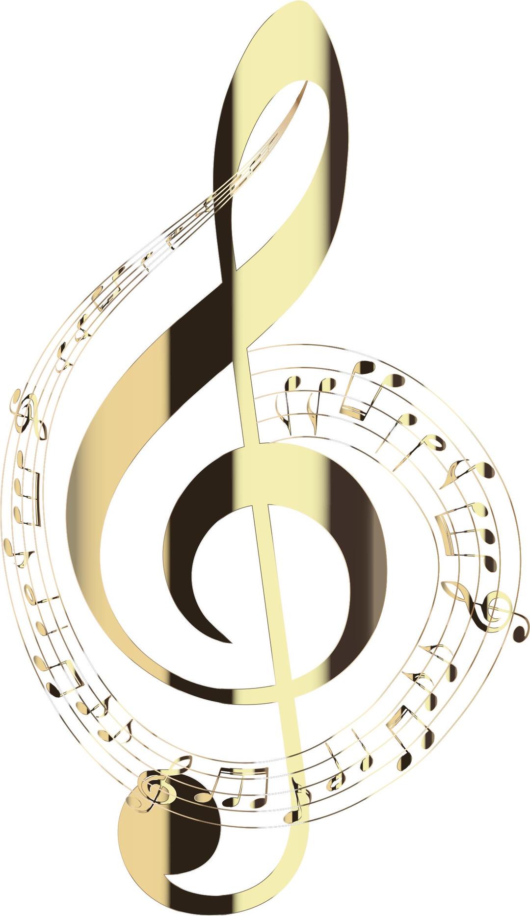 Polished Brass Musical Notes Typography No Background png transparent