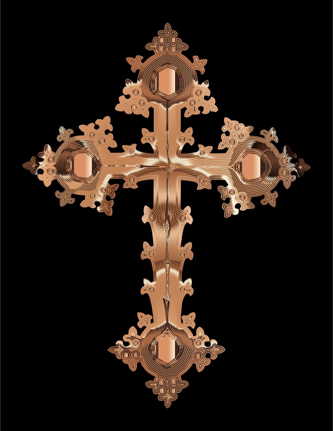 Polished Copper Ornate Cross png transparent