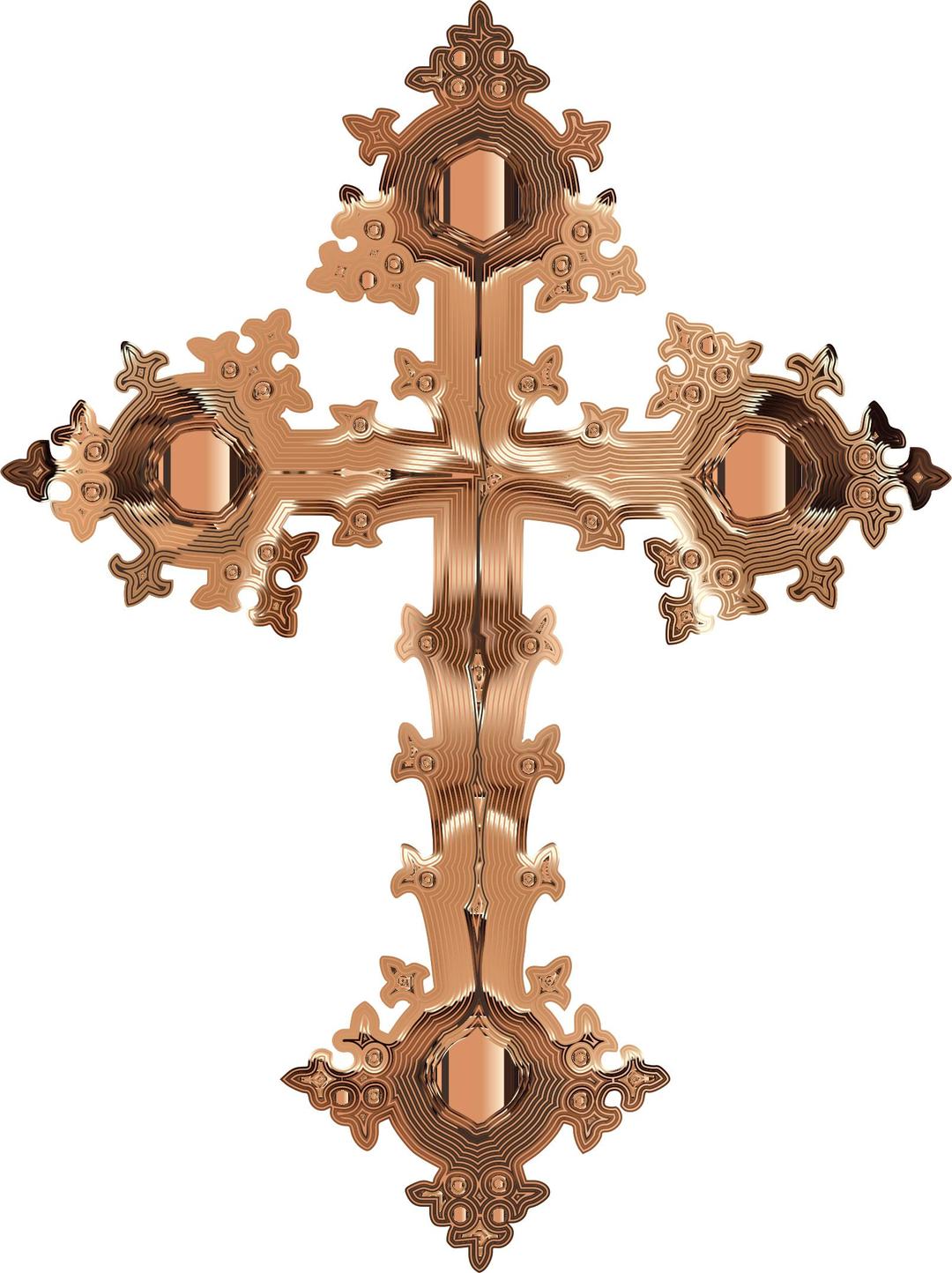 Polished Copper Ornate Cross No Background png transparent