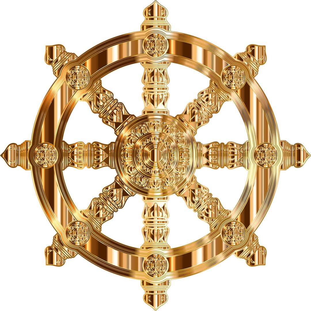 Polished Copper Ornate Dharma Wheel png transparent