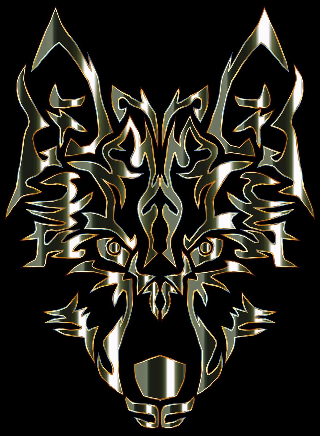 Polished Obsidian Symmetric Tribal Wolf png transparent