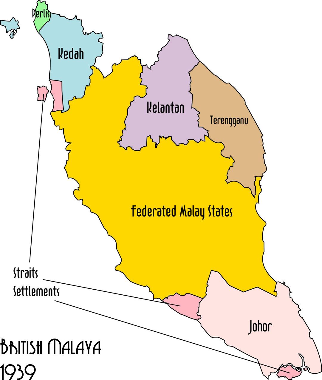 Political Map of British Malaya, 1939 png transparent