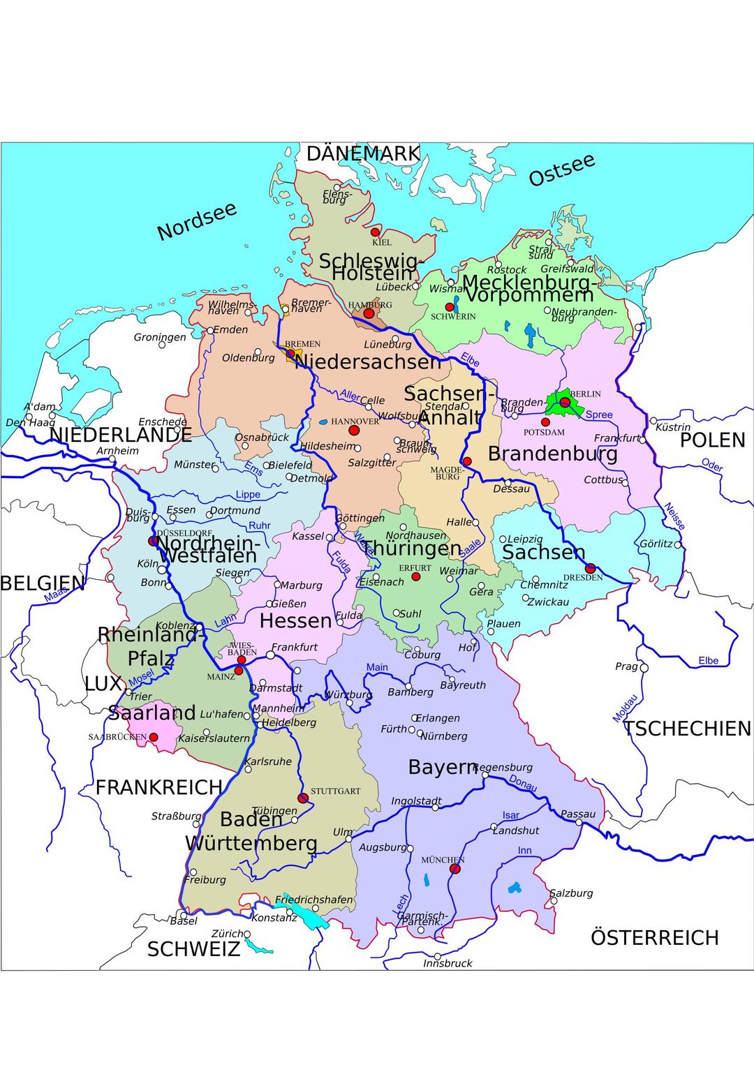 Political map of Germany 2 png transparent