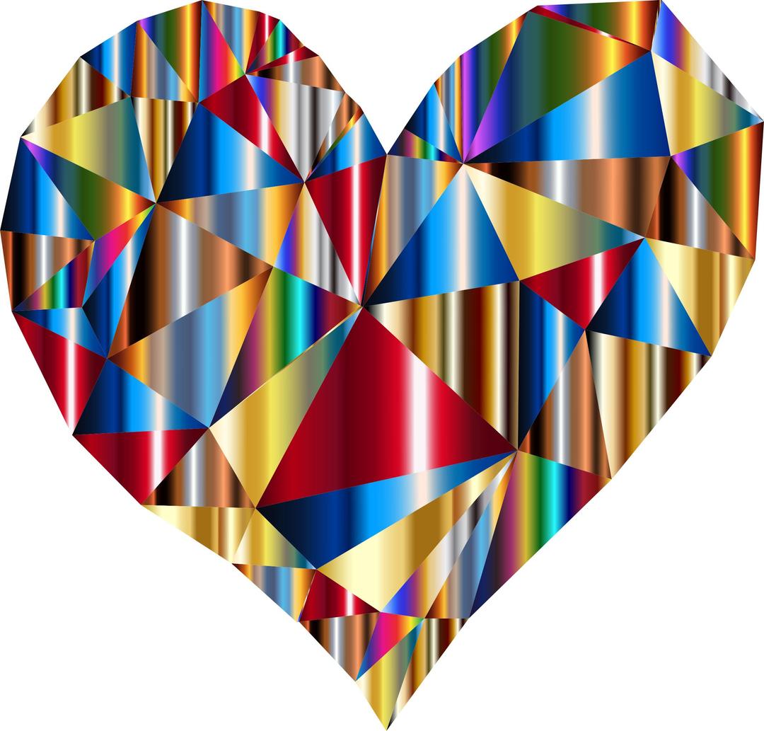 Polychromatic Low Poly Heart png transparent