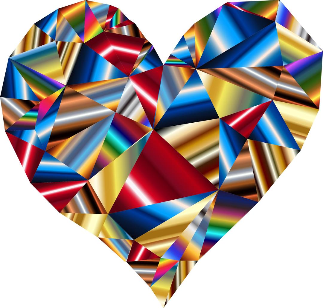 Polychromatic Low Poly Heart 2 png transparent