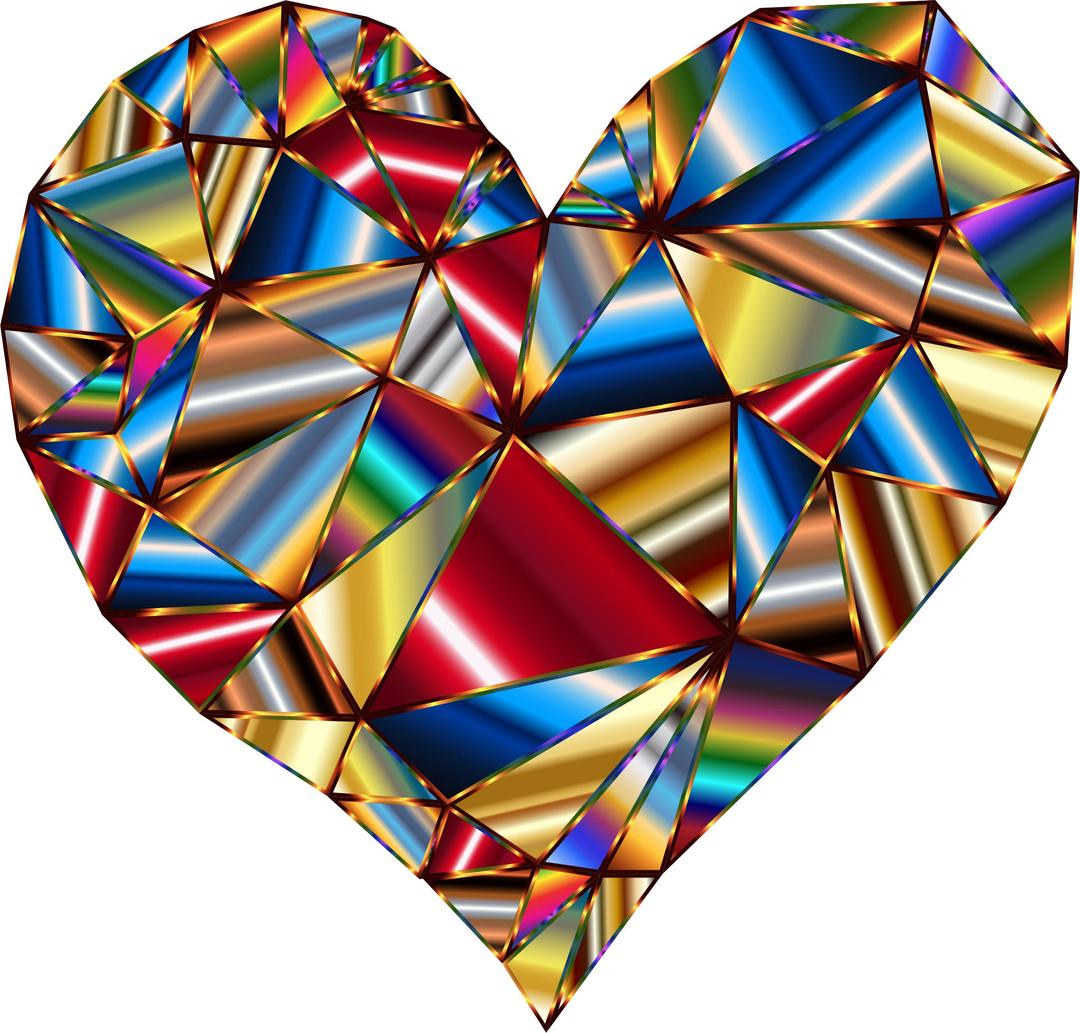 Polychromatic Low Poly Heart 3 png transparent