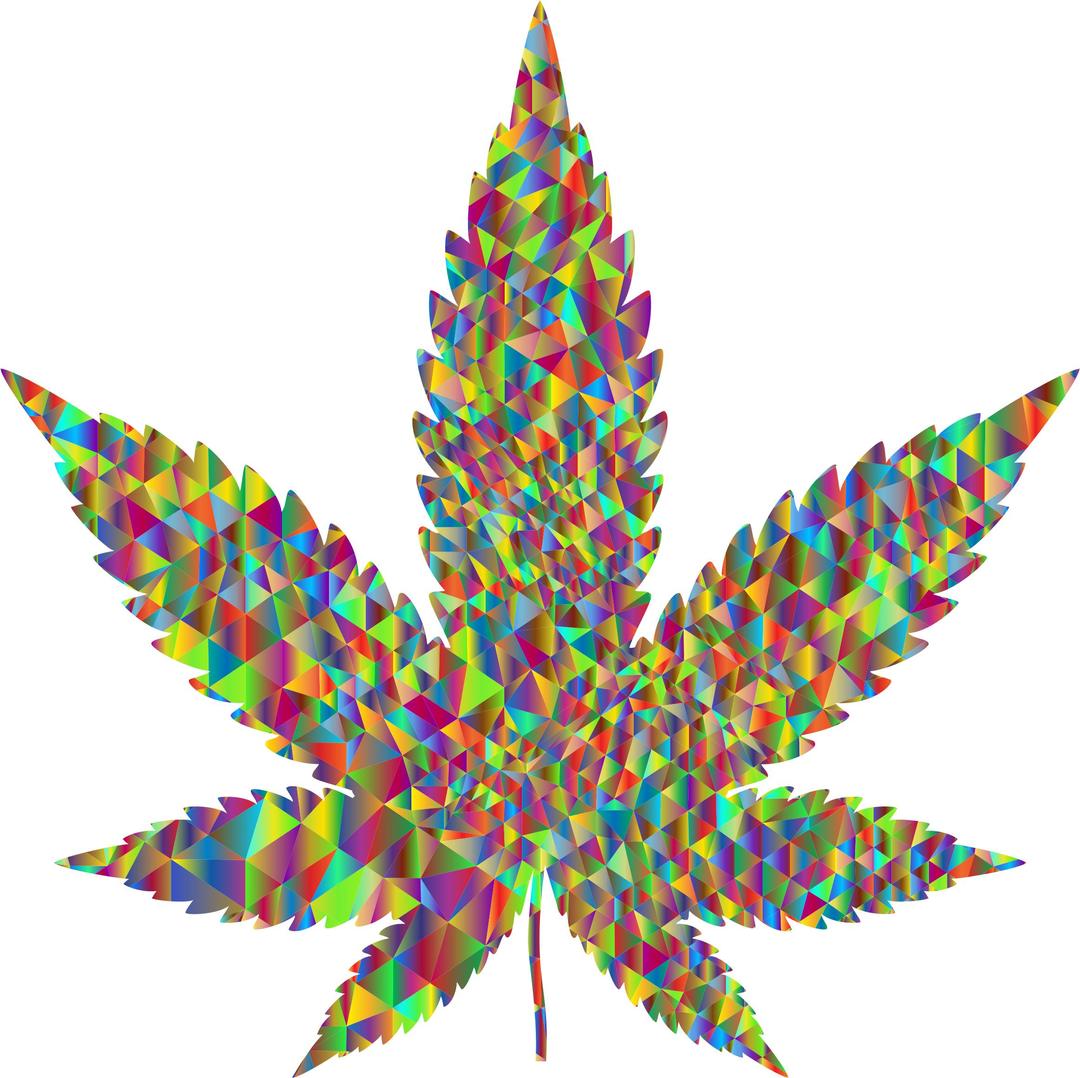 Polychromatic Low Poly Marijuana Leaf Silhouette png transparent