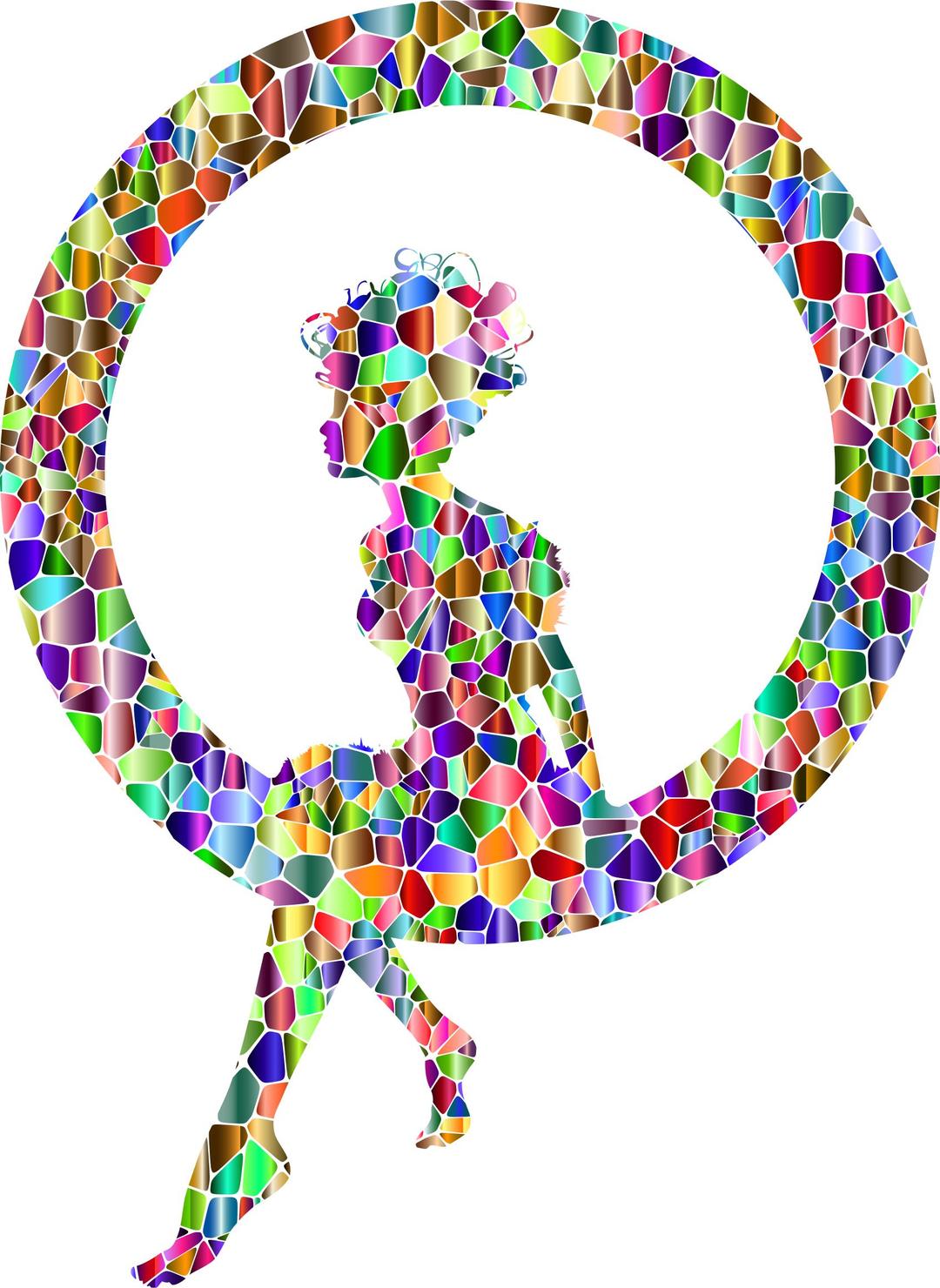 Polychromatic Tiled Fairy Sitting In A Circle Silhouette png transparent