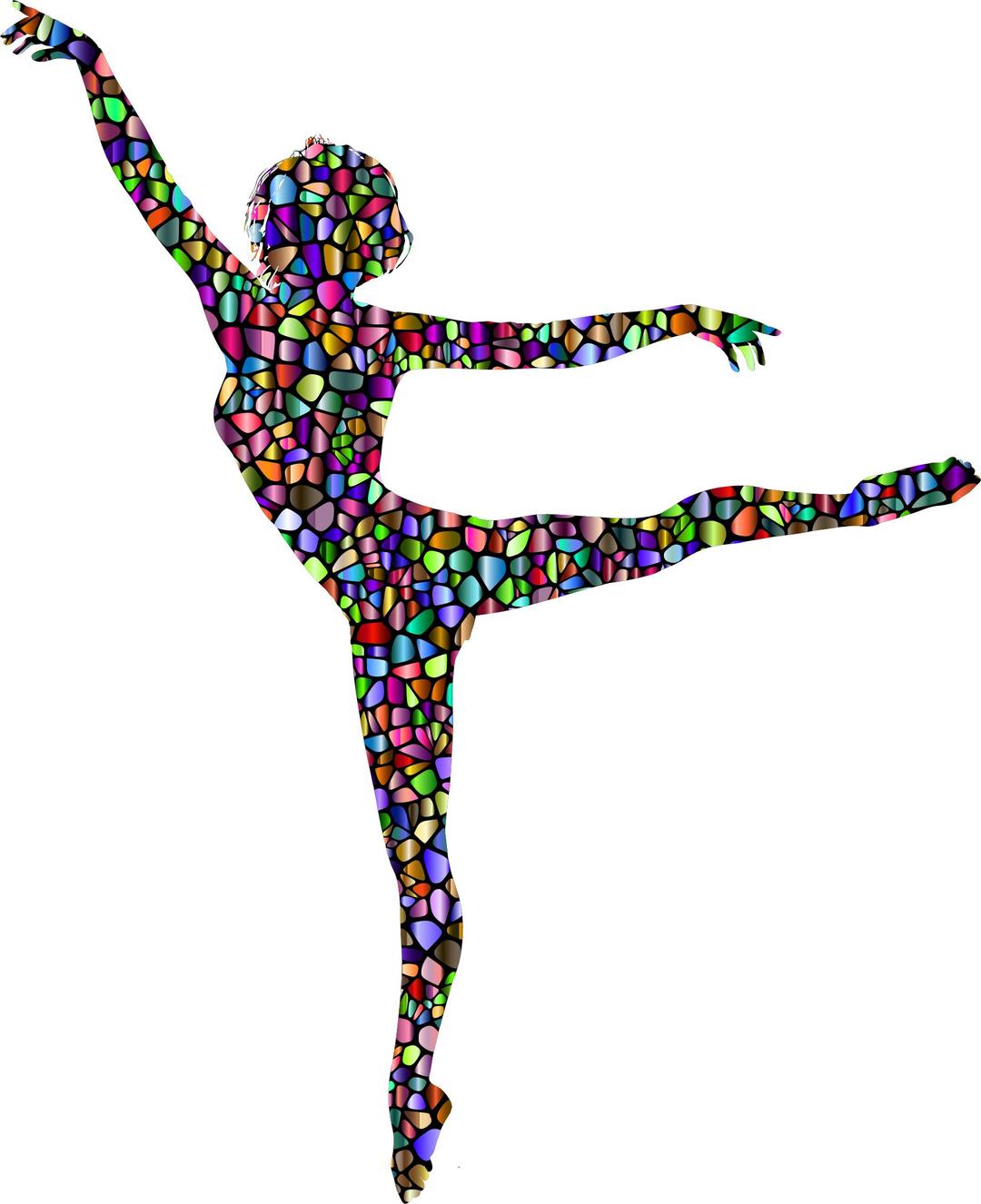 Polychromatic Tiled Lithe Dancing Woman Silhouette png transparent