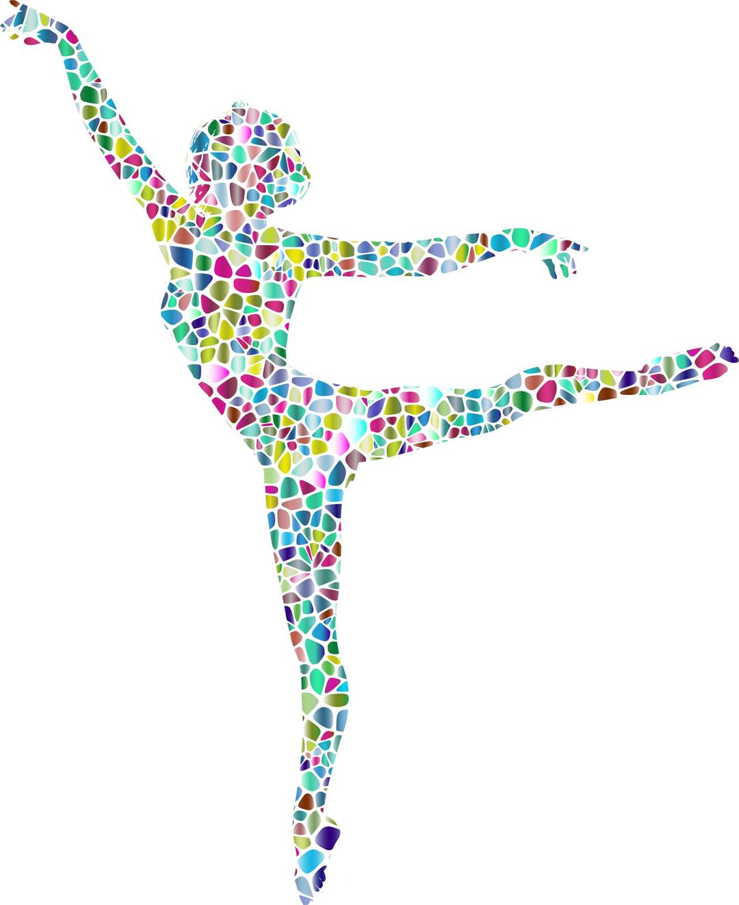 Polychromatic Tiled Lithe Dancing Woman Silhouette 2 No Background png transparent
