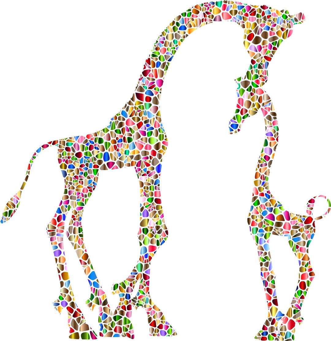 Polychromatic Tiled Mother And Child Giraffe Silhouette Variation 2 No Background png transparent