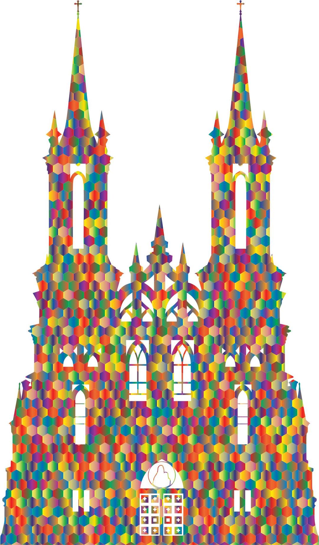 Polyprismatic Hexagonal Mosaic Gothic Castle Silhouette png transparent