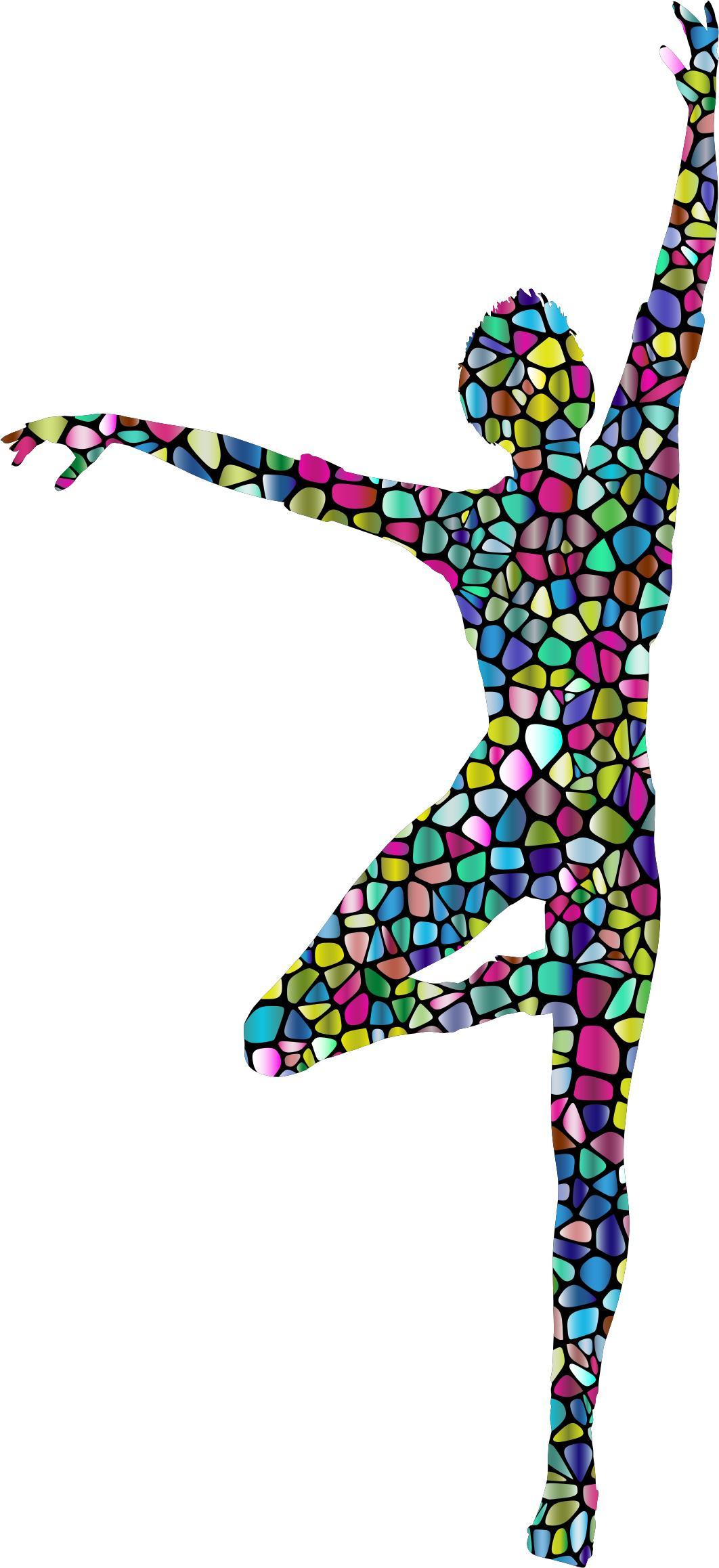 Polyprismatic Tiled Dancing Woman Silhouette With Background png transparent