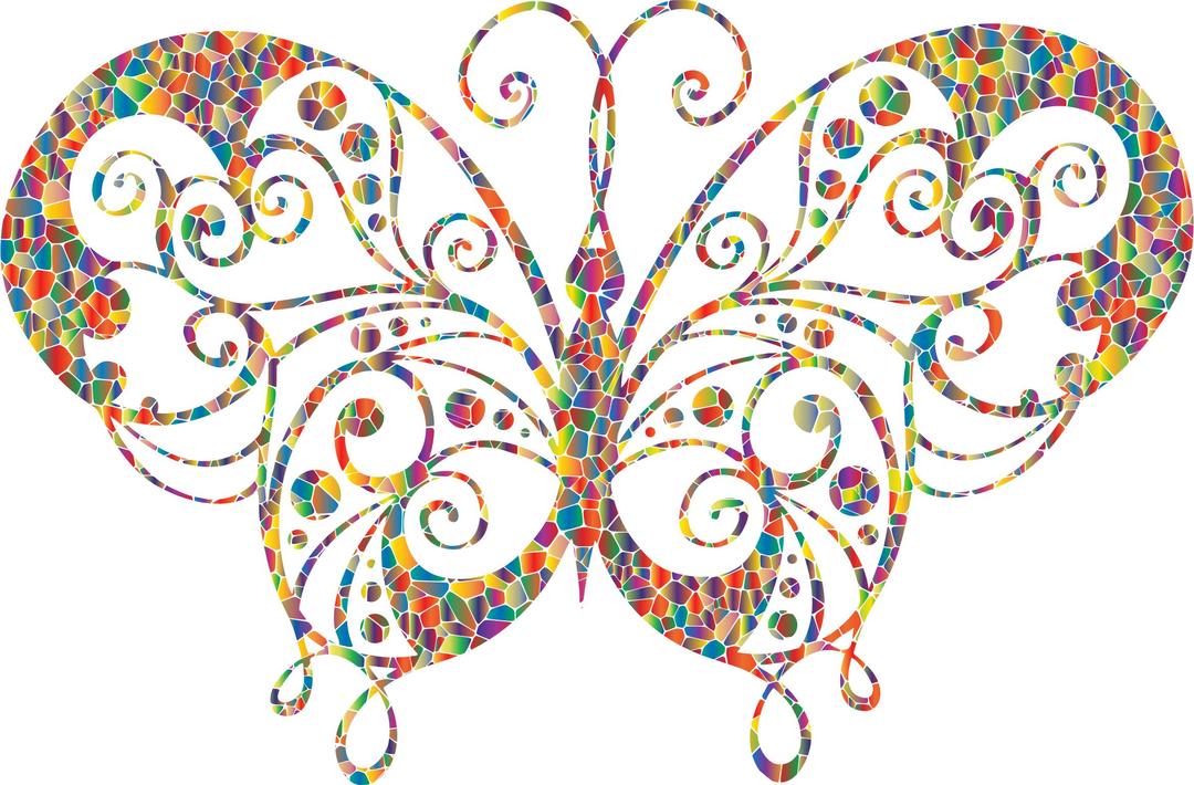 Polyprismatic Tiled Flourish Butterfly Silhouette png transparent
